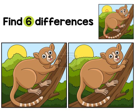 Téléchargez les illustrations : Trouvez ou repérez les différences sur cette page d'activité Lémur de souris Animal Kids. Un jeu de puzzle amusant et éducatif pour les enfants. - en licence libre de droit