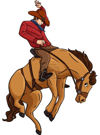Ilustración de Este clipart de dibujos animados muestra una ilustración de Cowboy Horse Rodeo. - Imagen libre de derechos