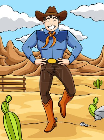 Ilustración de Este clipart de dibujos animados muestra una ilustración de Cowboy Dance. - Imagen libre de derechos