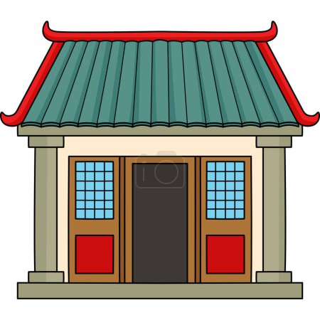 Ilustración de Este clipart de dibujos animados muestra una ilustración del templo chino. - Imagen libre de derechos