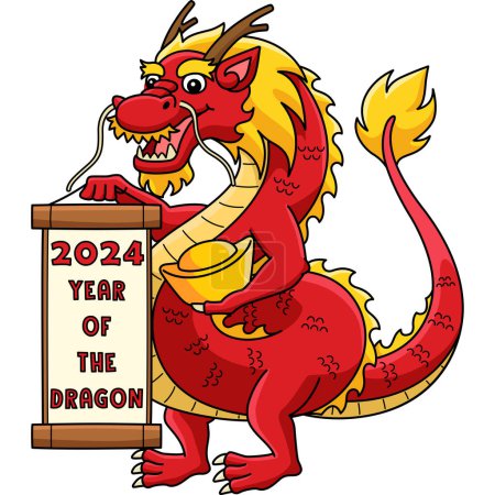 Illustration for This cartoon clipart shows a 2024 Year of the Dragon illustration. - Royalty Free Image