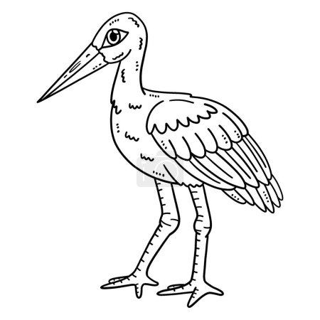 Illustration for A cute and funny coloring page of a White Stork Bird. Provides hours of coloring fun for children. To color, this page is very easy. Suitable for little kids and toddlers. - Royalty Free Image