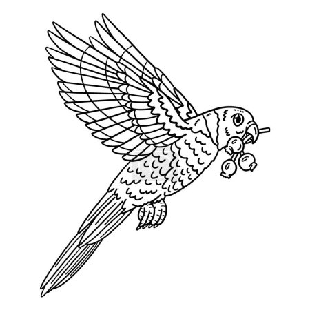 Ilustración de Una página para colorear lindo y divertido de un pájaro Loriini. Proporciona horas de diversión para colorear para los niños. Para colorear, esta página es muy fácil. Apto para niños pequeños y niños pequeños. - Imagen libre de derechos