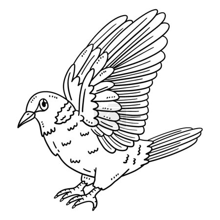 Illustration for A cute and funny coloring page of a Ring-Necked Dove Bird. Provides hours of coloring fun for children. To color, this page is very easy. Suitable for little kids and toddlers. - Royalty Free Image