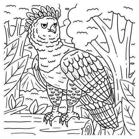 Téléchargez les illustrations : A cute and funny coloring page of a Harpy Eagle. Provides hours of coloring fun for children. To color, this page is very easy. Suitable for little kids and toddlers. - en licence libre de droit