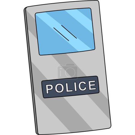 Téléchargez les illustrations : Ce clipart de dessin animé montre une illustration du bouclier anti-émeute de la police. - en licence libre de droit