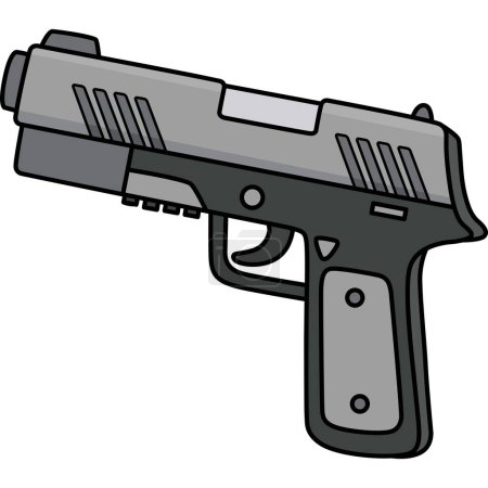 Téléchargez les illustrations : Ce clipart de bande dessinée montre une illustration d'arme à main de policier. - en licence libre de droit