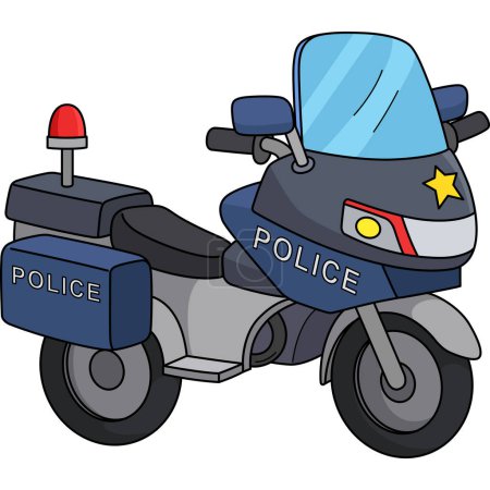 Téléchargez les illustrations : Ce clipart de bande dessinée montre une illustration de moto de police. - en licence libre de droit