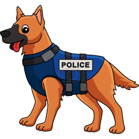 Téléchargez les illustrations : Ce clipart de bande dessinée montre une illustration de chien de police. - en licence libre de droit