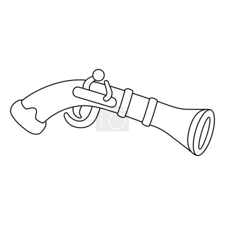 Illustration for A cute and funny coloring page of a Pirate Flintlock Pistol. Provides hours of coloring fun for children. To color, this page is very easy. Suitable for little kids and toddlers. - Royalty Free Image