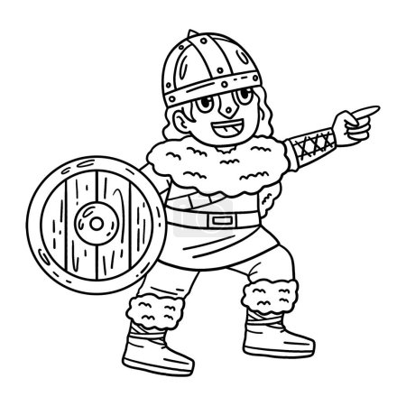 Illustration for A cute and funny coloring page of a Viking Navigating. Provides hours of coloring fun for children. To color, this page is very easy. Suitable for little kids and toddlers. - Royalty Free Image