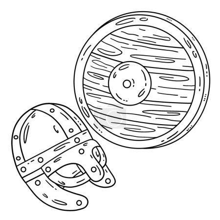 A cute and funny coloring page of a Viking Helmet and Shield. Provides hours of coloring fun for children. To color, this page is very easy. Suitable for little kids and toddlers.