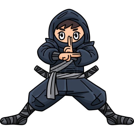 This cartoon clipart shows a Ninja illustration. 
