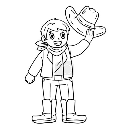 A cute and funny coloring page of a Cowboy Tipping Hat. Provides hours of coloring fun for children. To color, this page is very easy. Suitable for little kids and toddlers. 