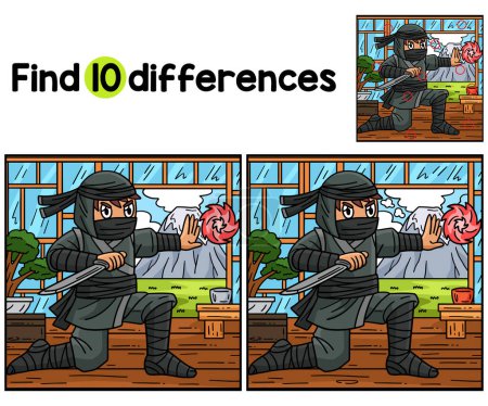 Find or spot the differences on this Ninja and Chakra Energy kids activity page. A funny and educational puzzle-matching game for children.