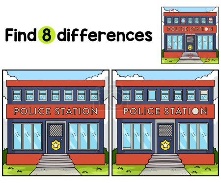 Find or spot the differences on this Police Station Kids activity page. A funny and educational puzzle-matching game for children. 