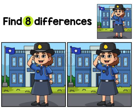 Finden oder finden Sie die Unterschiede auf dieser Aktivitätsseite Policewoman Salute kids. Ein lustiges und lehrreiches Puzzlespiel für Kinder. 