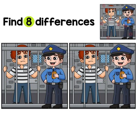 Find or spot the differences on this Police Man and Prisoner Kids activity page. A funny and educational puzzle-matching game for children. 