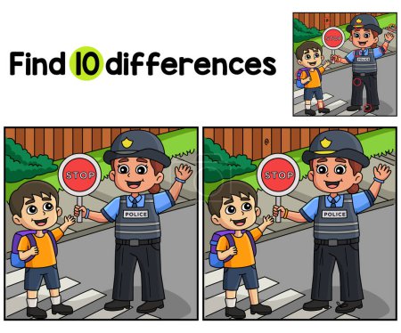 Find or spot the differences on this Police Traffic Officer Helping Kids activity page. A funny and educational puzzle-matching game for children. 