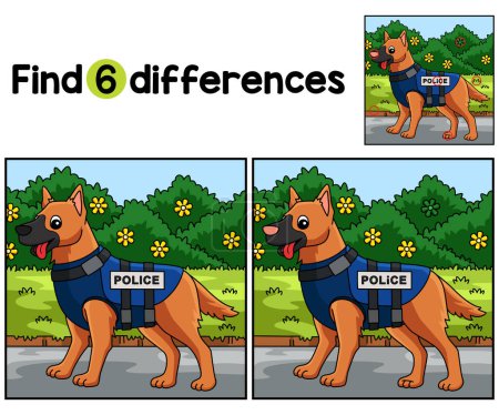 Téléchargez les illustrations : Trouvez ou repérez les différences sur cette page d'activités pour enfants Police Dog. Un jeu de puzzle amusant et éducatif pour les enfants. - en licence libre de droit
