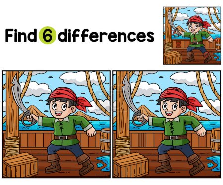 Finden oder finden Sie die Unterschiede auf dieser Pirate Holding Cutlass Kinder Aktivitätsseite. Ein lustiges und lehrreiches Puzzlespiel für Kinder.
