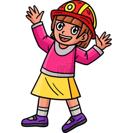 Illustration for This cartoon clipart shows a Child with a Firefighter Hat illustration. - Royalty Free Image