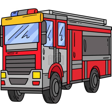 Este clipart de dibujos animados muestra una ilustración de camión de bomberos.