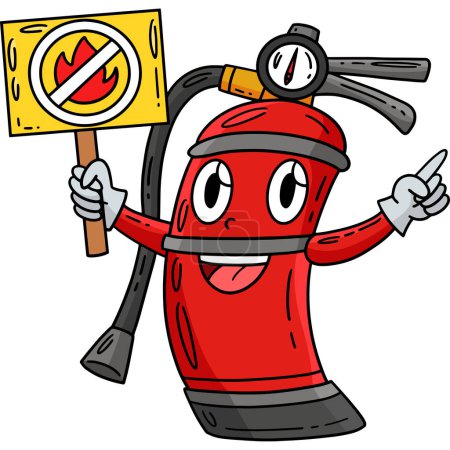 Illustration for This cartoon clipart shows a Firefighter Fire Extinguisher illustration. - Royalty Free Image