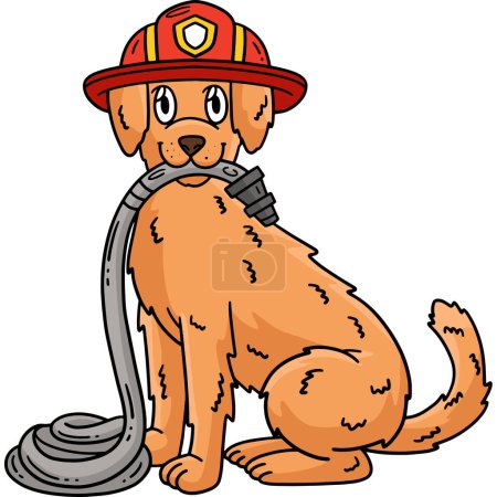 Ce clipart de dessin animé montre une illustration de chien pompier.