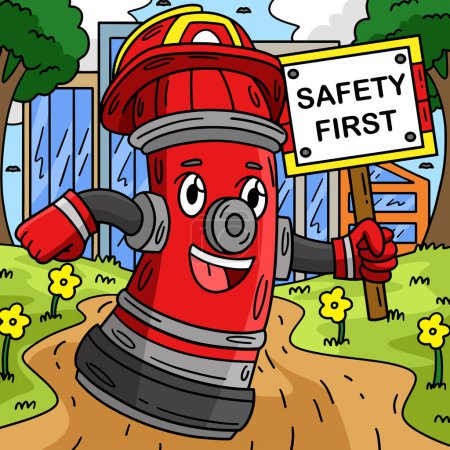 This cartoon clipart shows a Firefighter Fire Hydrant illustration.