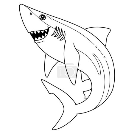 A cute and funny coloring page of a Great Blue Shark. Provides hours of coloring fun for children. To color, this page is very easy. Suitable for little kids and toddlers. 