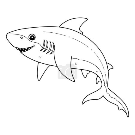 Illustration for A cute and funny coloring page of a Bull Shark. Provides hours of coloring fun for children. To color, this page is very easy. Suitable for little kids and toddlers. - Royalty Free Image