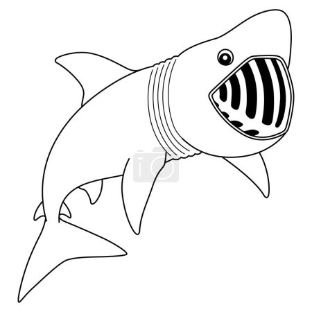 A cute and funny coloring page of a Basking Shark. Provides hours of coloring fun for children. To color, this page is very easy. Suitable for little kids and toddlers. 