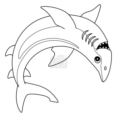Ilustración de Una página para colorear lindo y divertido de un tiburón hilandero. Proporciona horas de diversión para colorear para los niños. Para colorear, esta página es muy fácil. Apto para niños pequeños y niños pequeños. - Imagen libre de derechos