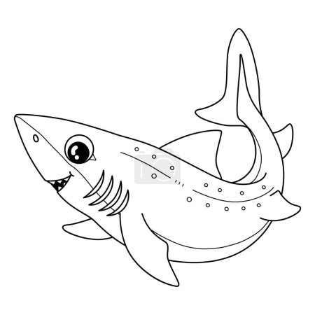 Una página para colorear lindo y divertido de un tiburón perro espinoso, Proporciona horas de diversión para colorear para los niños. Para colorear, esta página es muy fácil. Apto para niños pequeños y niños pequeños. 