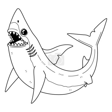 A cute and funny coloring page of a Mako Shark. Provides hours of coloring fun for children. To color, this page is very easy. Suitable for little kids and toddlers. 