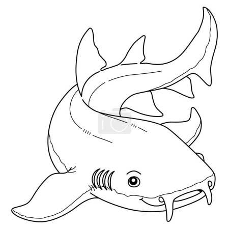 A cute and funny coloring page of a Nurse Shark. Provides hours of coloring fun for children. To color, this page is very easy. Suitable for little kids and toddlers. 