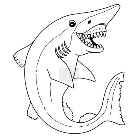 A cute and funny coloring page of a Goblin Shark. Provides hours of coloring fun for children. To color, this page is very easy. Suitable for little kids and toddlers. 