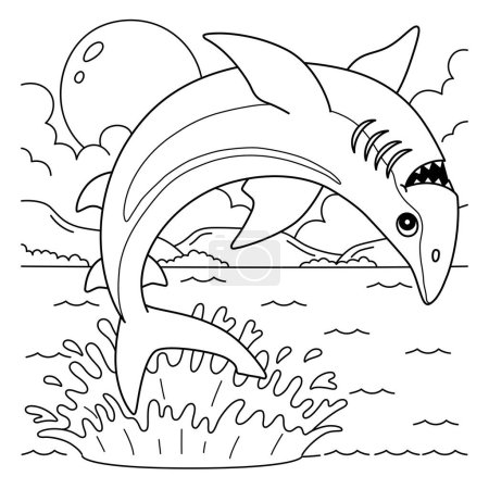 A cute and funny coloring page of a Spinner Shark. Provides hours of coloring fun for children. To color, this page is very easy. Suitable for little kids and toddlers. 