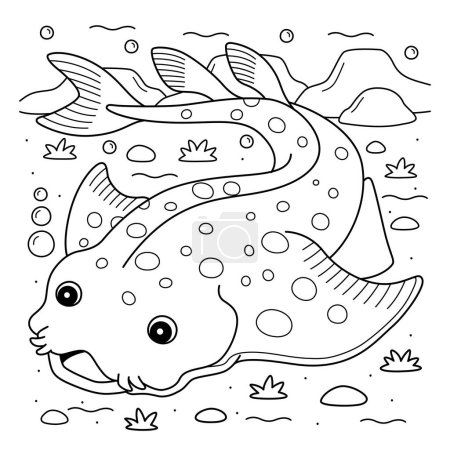 A cute and funny coloring page of an Angel Shark. Provides hours of coloring fun for children. To color, this page is very easy. Suitable for little kids and toddlers. 