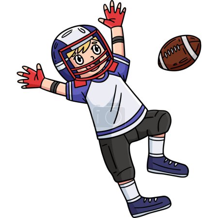 Ilustración de Esta caricatura clipart muestra un jugador de fútbol americano captura bola ilustración. - Imagen libre de derechos