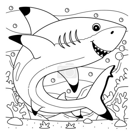 Ilustración de Una página para colorear lindo y divertido de un tiburón Blacktip. Proporciona horas de diversión para colorear para los niños. Para colorear, esta página es muy fácil. Apto para niños pequeños y niños pequeños. - Imagen libre de derechos