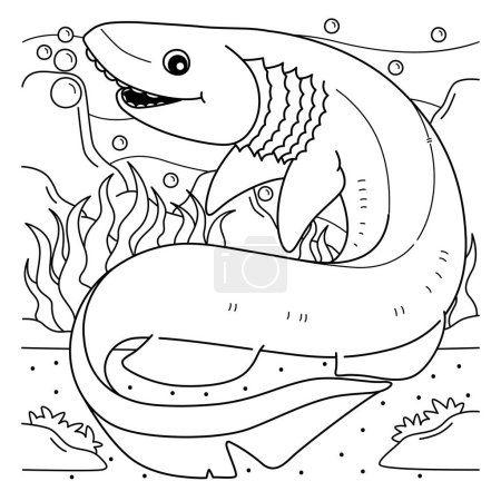 A cute and funny coloring page of a Frilled Shark. Provides hours of coloring fun for children. To color, this page is very easy. Suitable for little kids and toddlers. 