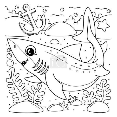Une page à colorier mignonne et drôle d'un requin aiguillat commun. Fournit des heures de plaisir de coloration pour les enfants. Pour colorer, cette page est très facile. Convient aux petits enfants et aux tout-petits. 