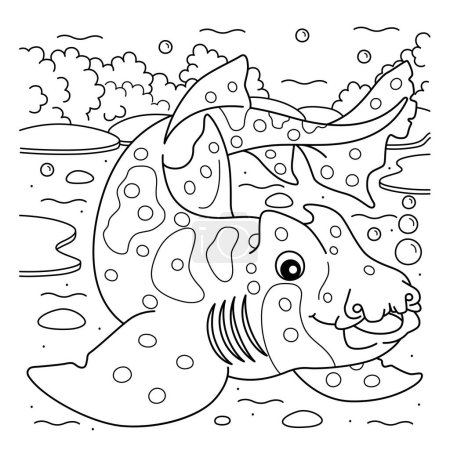 A cute and funny coloring page of a Horn Shark. Provides hours of coloring fun for children. To color, this page is very easy. Suitable for little kids and toddlers. 
