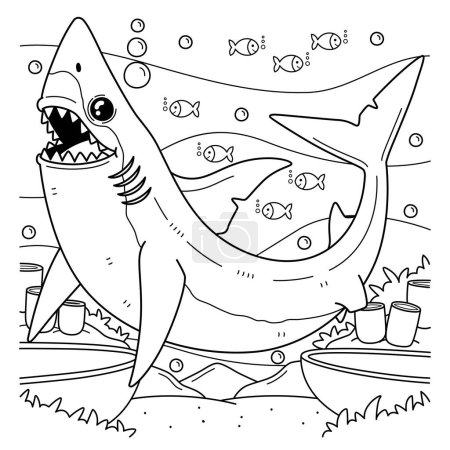 Eine süße und lustige Malseite eines Mako-Hais. Bietet stundenlangen Malspaß für Kinder. Zum Einfärben ist diese Seite sehr einfach. Geeignet für kleine Kinder und Kleinkinder. 