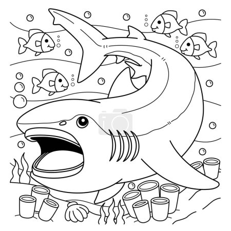 A cute and funny coloring page of a Megamouth Shark. Provides hours of coloring fun for children. To color, this page is very easy. Suitable for little kids and toddlers. 