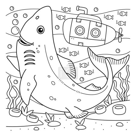 A cute and funny coloring page of a Greenland Shark. Provides hours of coloring fun for children. To color, this page is very easy. Suitable for little kids and toddlers. 