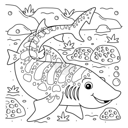 A cute and funny coloring page of a Leopard Shark. Provides hours of coloring fun for children. To color, this page is very easy. Suitable for little kids and toddlers. 