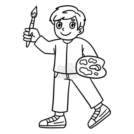 A cute and funny coloring page of a First Day of School Child in Art Class. Provides hours of coloring fun for children. To color, this page is very easy. Suitable for little kids and toddlers.